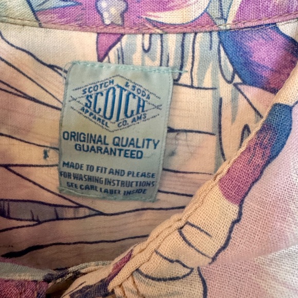 Soda Purple and Green Casual Button Down Shirt with Artistic Floral Design - Picture 3 of 5